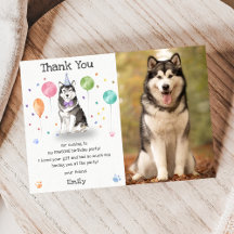 Husky Sibir Welpen-Hund Geburtstag Dankeschön Kart
