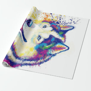 Husky-Sibirische Leinwand Geschenkpapier
