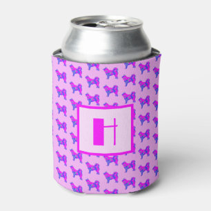 Husky Sibirischer Hund Hot Pink & Blau Monogramm Dosenkühler