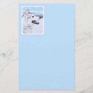 Husky-(Silber und Weiß) Malerei-Hundekunst Briefpapier