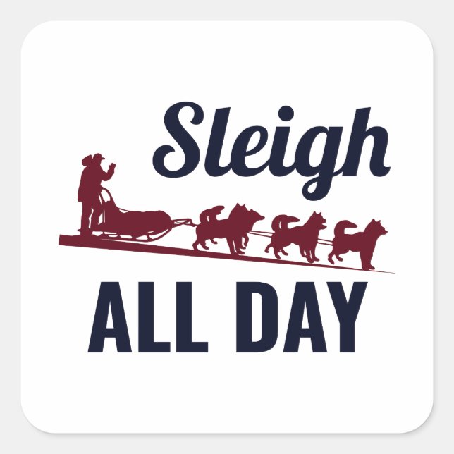 Husky Sledding Schlittenhunde Racing Alaskan Racer Quadratischer Aufkleber (Vorderseite)