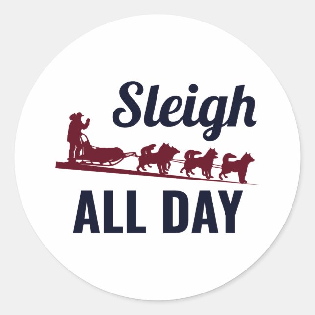 Husky Sledding Schlittenhunde Racing Alaskan Racer Runder Aufkleber (Vorderseite)