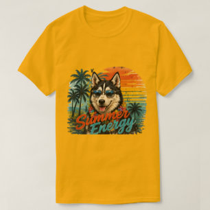 Husky Sommer Energie T-Shirt Retro Sonnenunterga