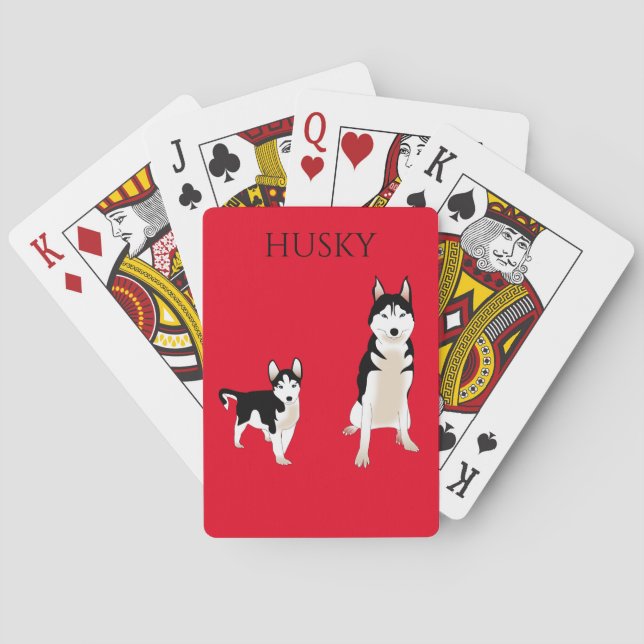 Husky spielt Karten. Spielkarten (Rückseite)