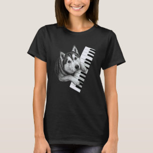 Husky spielt Klavier Pianist Hundebesitzer T-Shirt