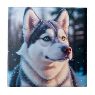 Husky Stares in Winter Fliese