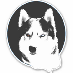 Husky Stickers Bi-Eye Husky Malamute Decals Aufkleber