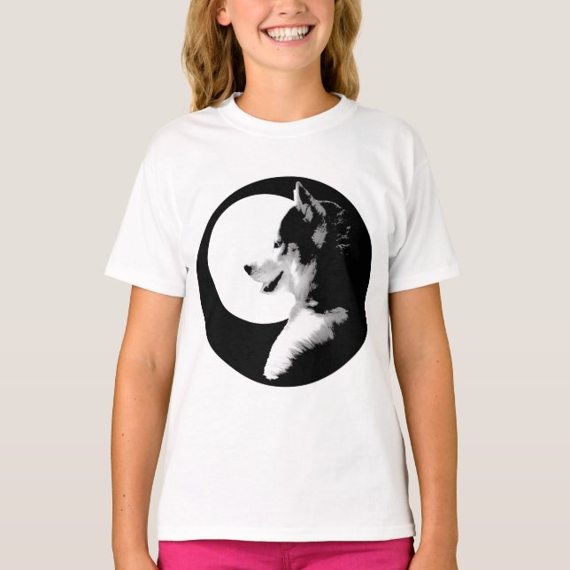 Husky T - Shirt Girls Sled Dog Husky Ringer Shirt (Vorderseite)