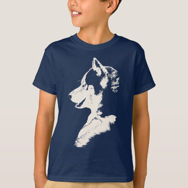 Husky T - Shirt Kid's Sled Dog Art Kids Tee Shirts (Vorderseite)