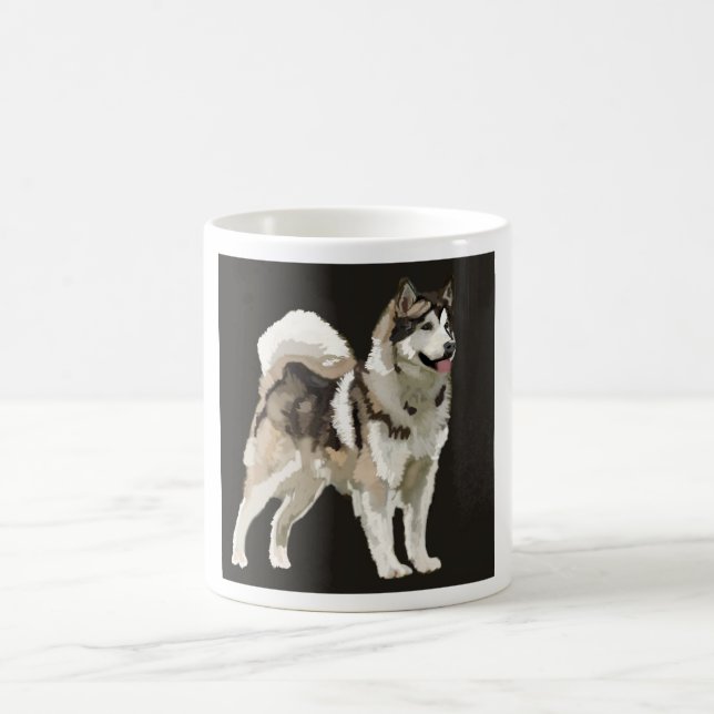 Husky-Tasse, Dunkler Hintergrund-Hund zeichnend Kaffeetasse (Mittel)
