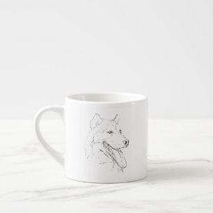 Husky-Tasse – handgezeichnete Tinte-Hund-Kaffeetas Espressotasse