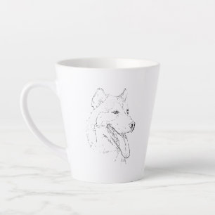 Husky-Tasse – Handgezeichnete Tinte-Hund-Kaffeetas Milchtasse