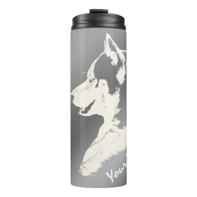 Husky Tumbler Tasse Custom Husky Puppy & Gips (Vorderseite)
