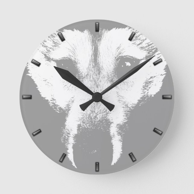 Husky-Uhr gibt Decke-Wolf-Pupenwall-Uhr Runde Wanduhr (Vorderseite)