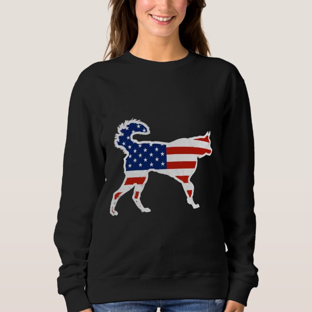 Husky US Flagge Patriot Dog Sweatshirt (Vorderseite)