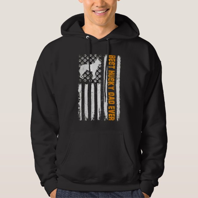 Husky Vater Ever American Flag Hoodie (Vorderseite)