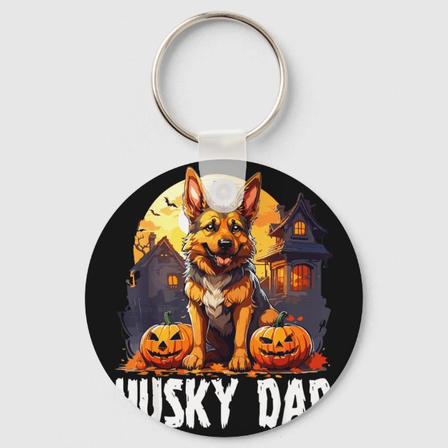 Husky-Vater Halloween  Schlüsselanhänger (Vorderseite)