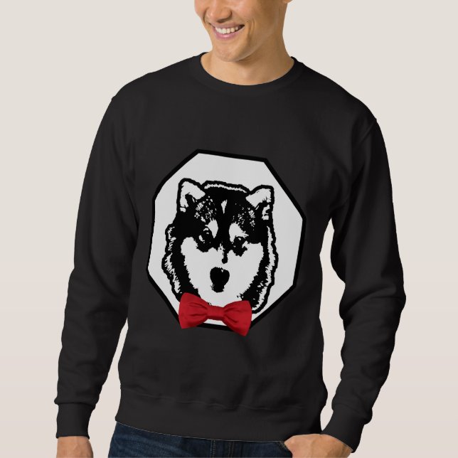 Husky Wearing Red Bowtie Handsome Dog Breed Sweatshirt (Vorderseite)