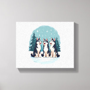 Husky Weihnachtschor Leinwanddruck