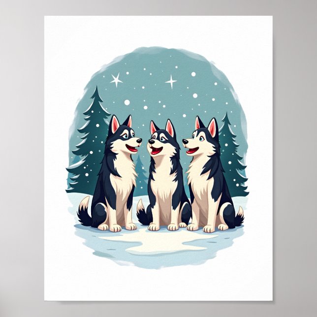 Husky Weihnachtschor Poster (Vorne)