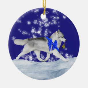 Husky-Weihnachtsverzierung Keramik Ornament