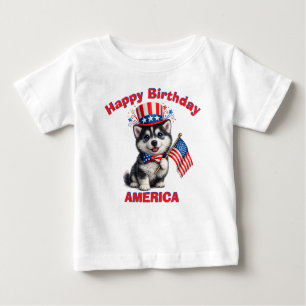 Husky-Welpe (2a) Patriotisches Kinder-T-Shirt Baby T-shirt