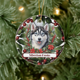 Husky Welppy Holiday Custom Christmas Keramik Ornament