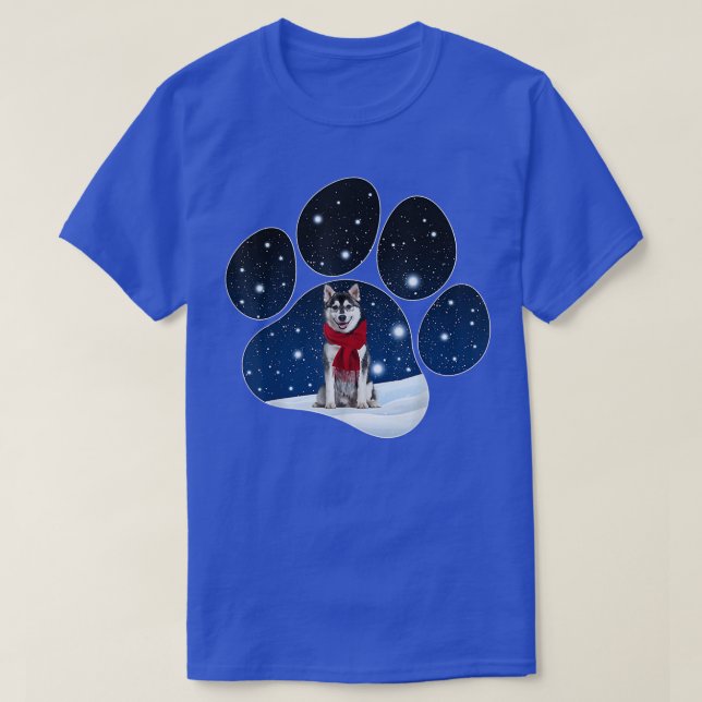 Husky Winter Snow Paw Hunde Weihnachten T-Shirt (Design vorne)