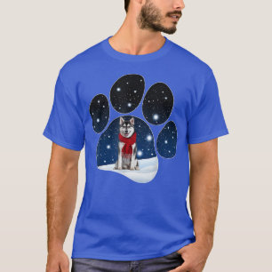 Husky Winter Snow Paw Hunde Weihnachten T-Shirt