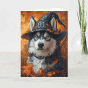 Husky Witch Halloween Feiertagskarte
