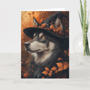 Husky Witch Halloween Feiertagskarte