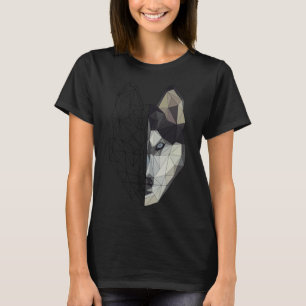 Husky Wolf Dog Welpe Animal Low Poly Geometric T-Shirt