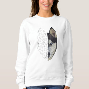 Husky Wolf Dog Welpentier - geometrisch niedrig po Sweatshirt