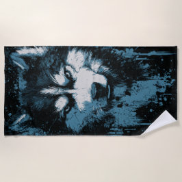 Husky Wolf Grunge Head Strandtuch