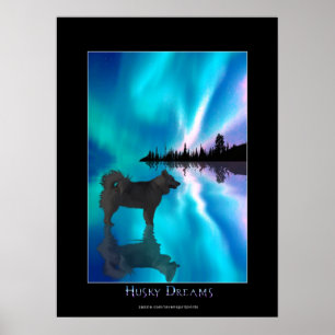 Husky & Yukon Wilderness Nordlichtkunst Poster
