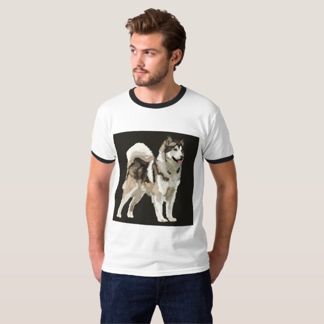 Husky Zeichnend Dog Man Shirt (Vorne ganz)
