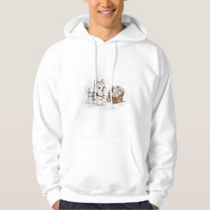 Husky zieht Weihnachtsschlitten Hoodie
