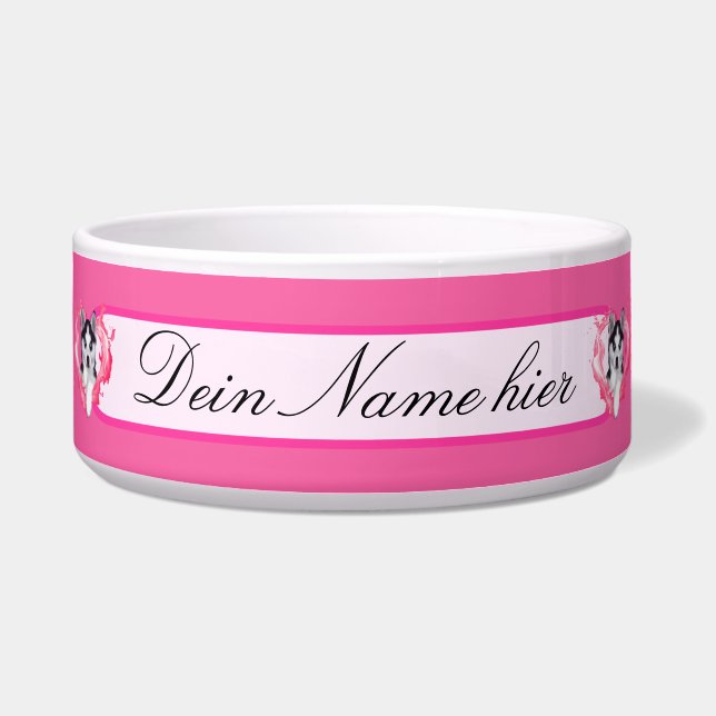 Huskywelpe mit Herz rosa Hündin Napf (Vorderseite)