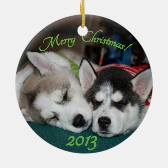 Huskywelpe Verzierung Keramik Ornament (Hinten)