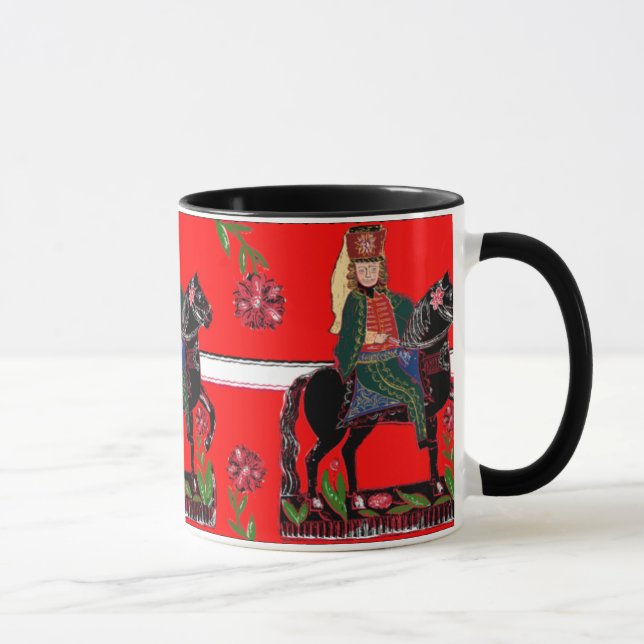 Hussar auf einem schwarzen Pferd - ungarische Tasse (Rechts)
