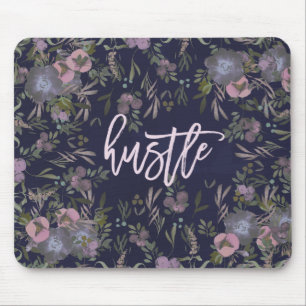 Hustel   Navy Blau mit modernen, rauchigen Florals Mousepad