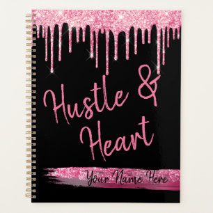 Hustel und Heart Black and Pink Glitzer Girl Boss Planer