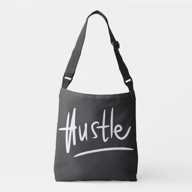 Hustelweiße Typografie Tragetaschen Mit Langen Trägern (Vorderseite)