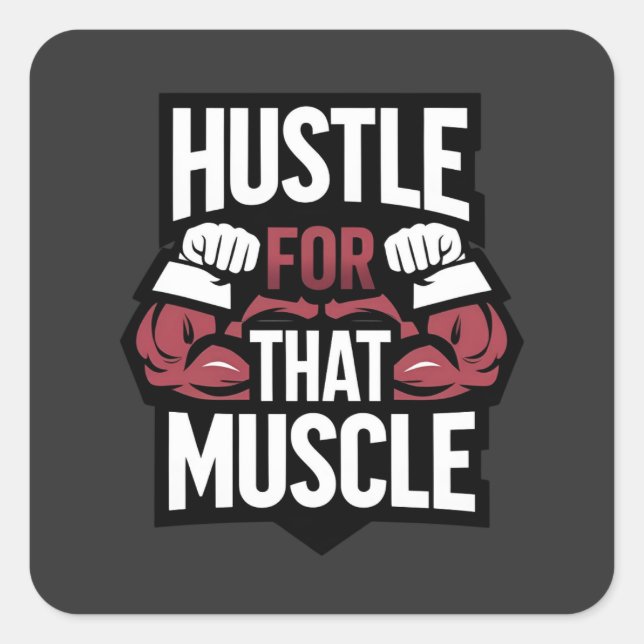 Hustet für diesen Muskel - Funny Gym Motivation Quadratischer Aufkleber (Vorderseite)