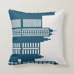 Hustle & Bustle Wolkenkratzer Blau Kissen