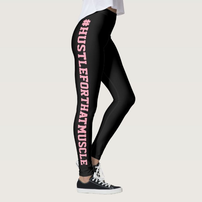 #Hustle für dieses Muskel-Schwarz-Rosa-Training Leggings (Rechts)