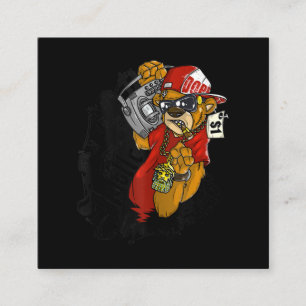 Hustle Hard Hip Hop Teddy Bär Gangster Rap Quadratische Visitenkarte