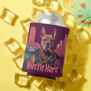 Hustle Hard - Pitbulle Hund mit Geld und Zigar Dosenkühler