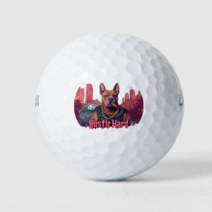 Hustle Hard - Pitbulle Hund mit Geld und Zigar Golfball