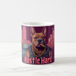 Hustle Hard - Pitbulle Hund mit Geld und Zigar Kaffeetasse